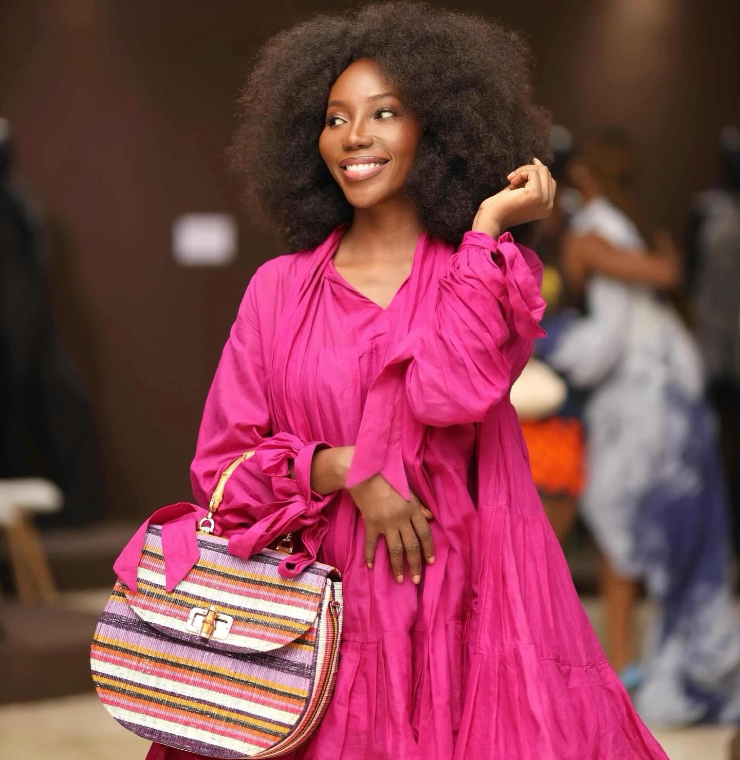 Robe fuchsia & sac rayé signature