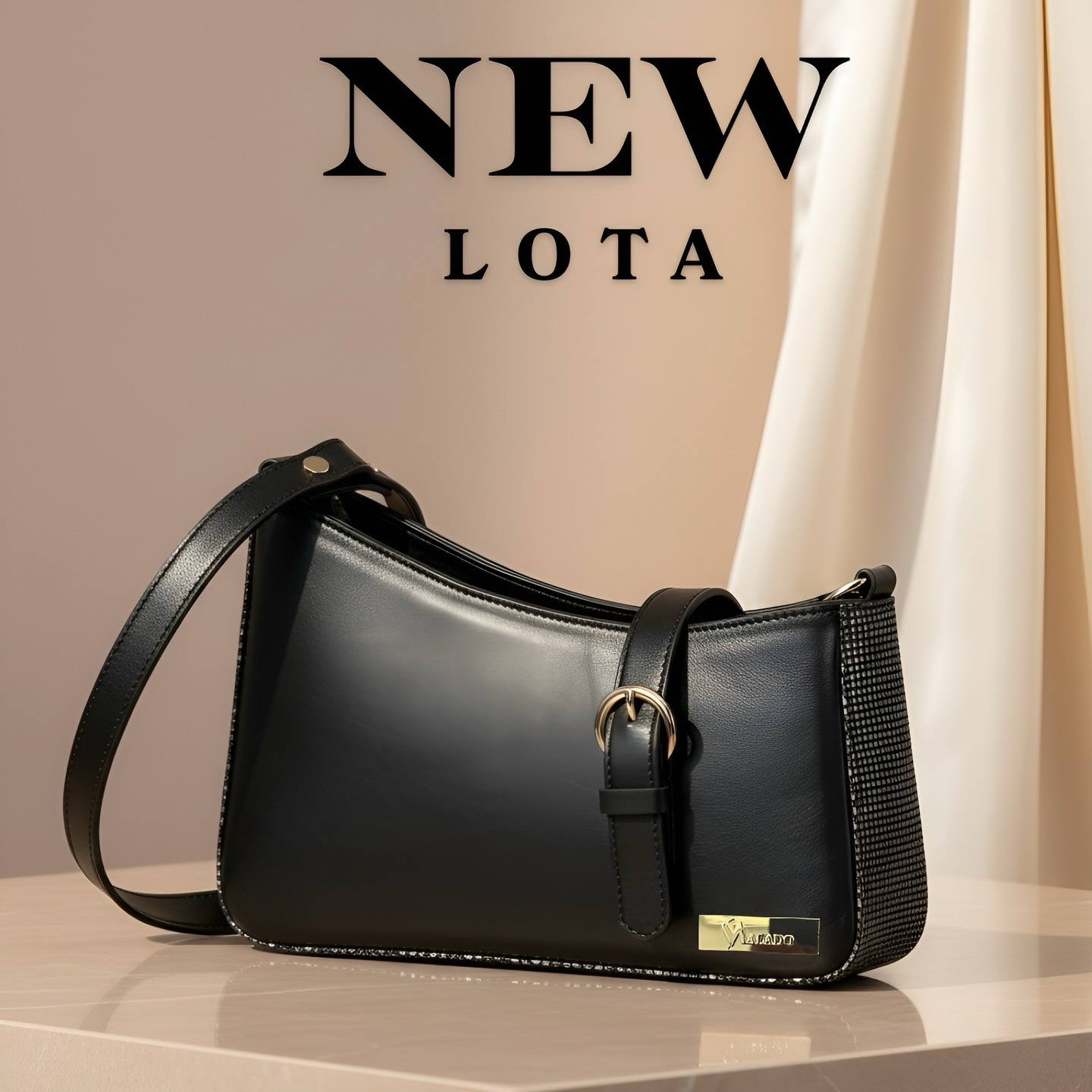 New Lota — Baguette noire boucle dorée