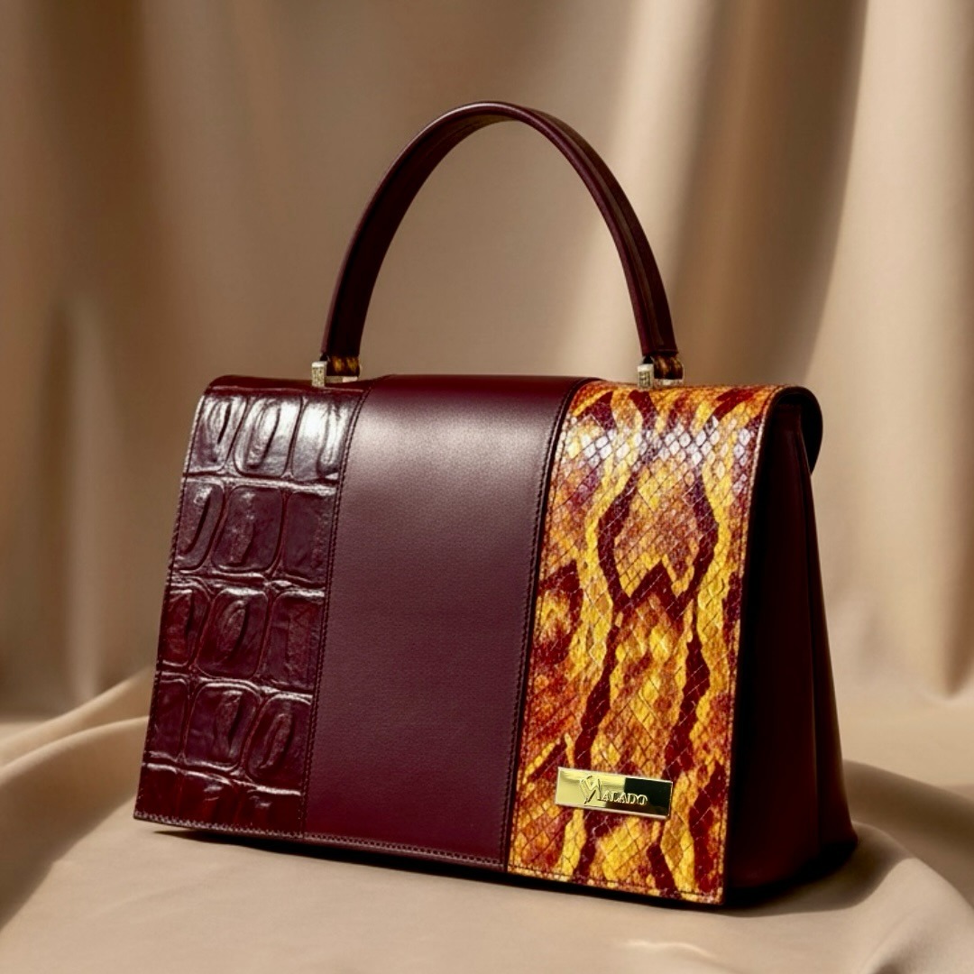 Kelly Malado — Tricolore croco, cuir et python