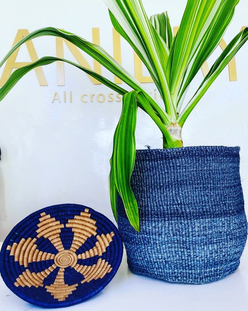 Cache-pot indigo dégradé et coupelle étoile safran