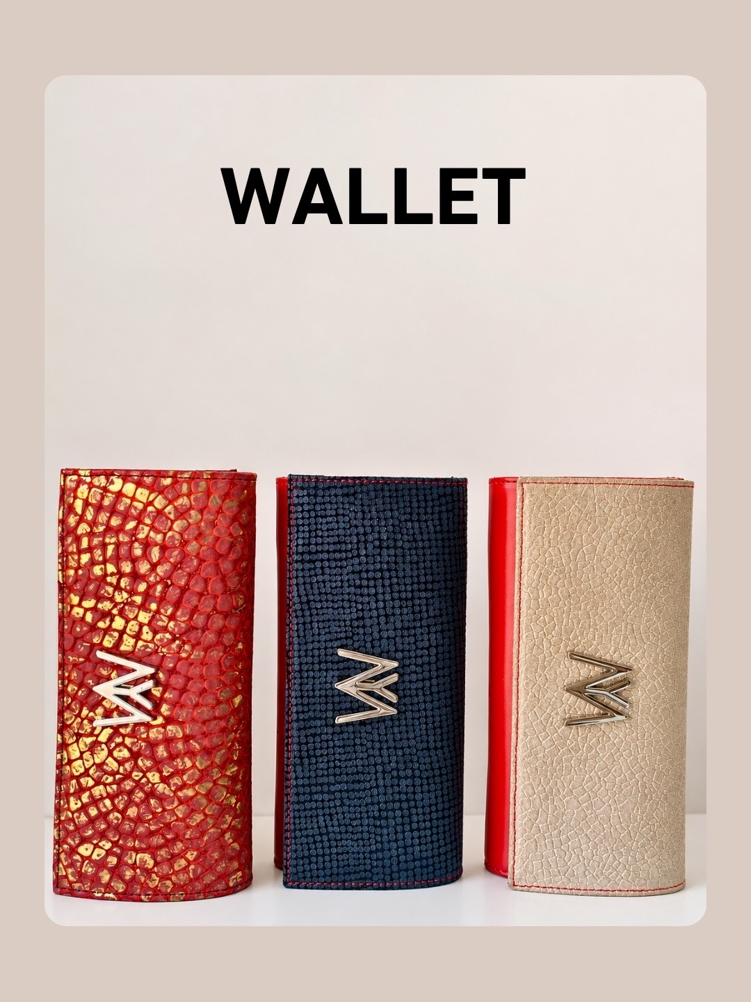 Wallet — python rouge & or, cristal marine, cuir grainé ivoire