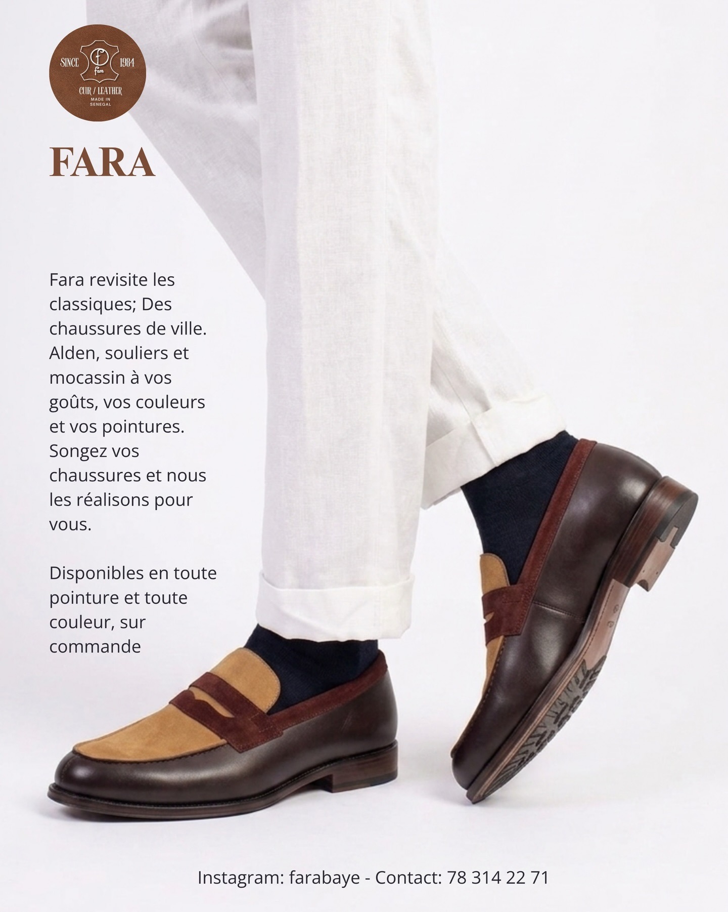 Mocassins bicolores cuir chocolat et daim camel