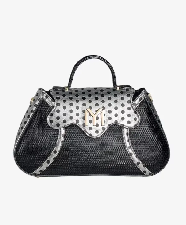 New Bag pois — argent métallisé & noir tressé