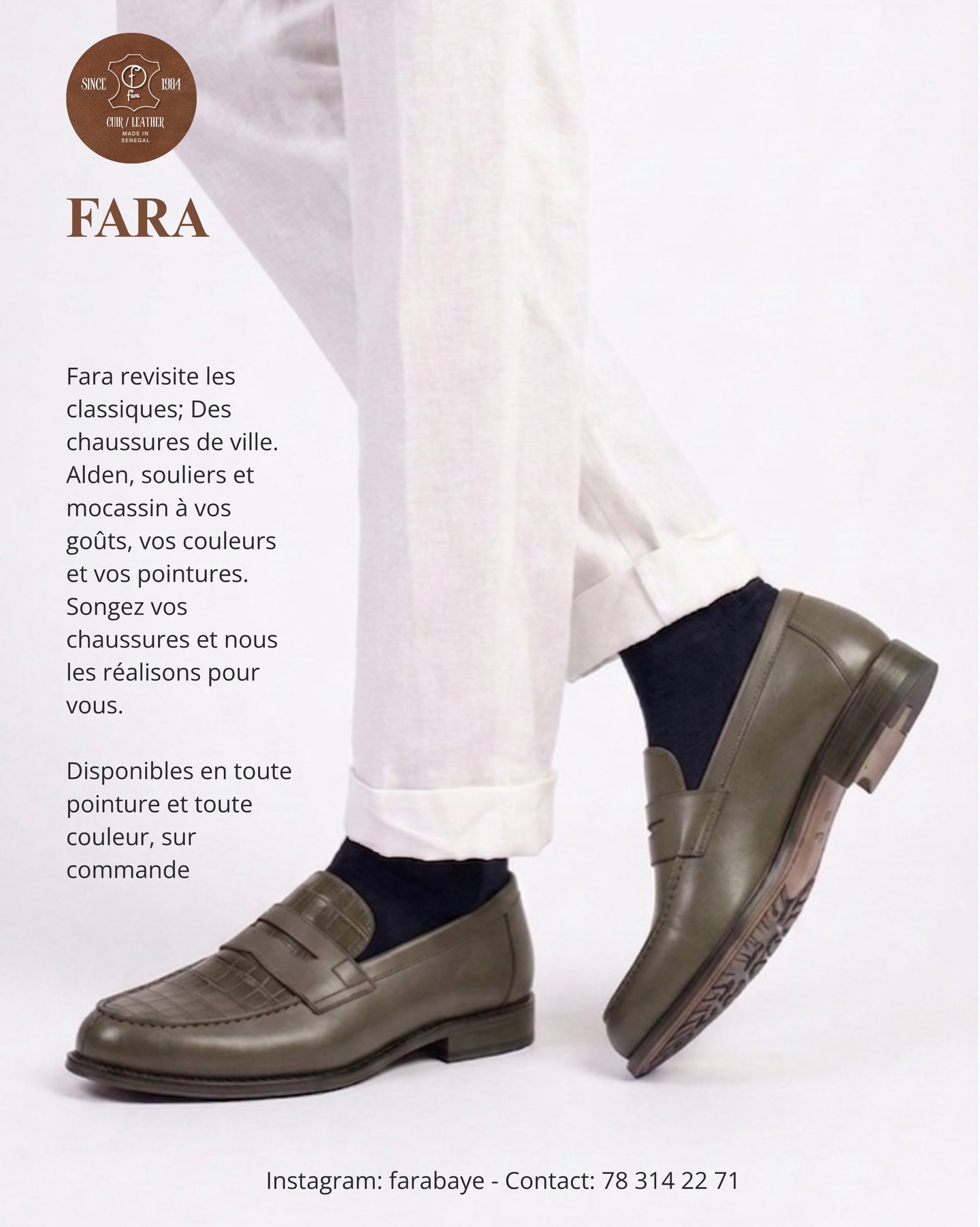 Mocassins kaki à empiècement façon croco