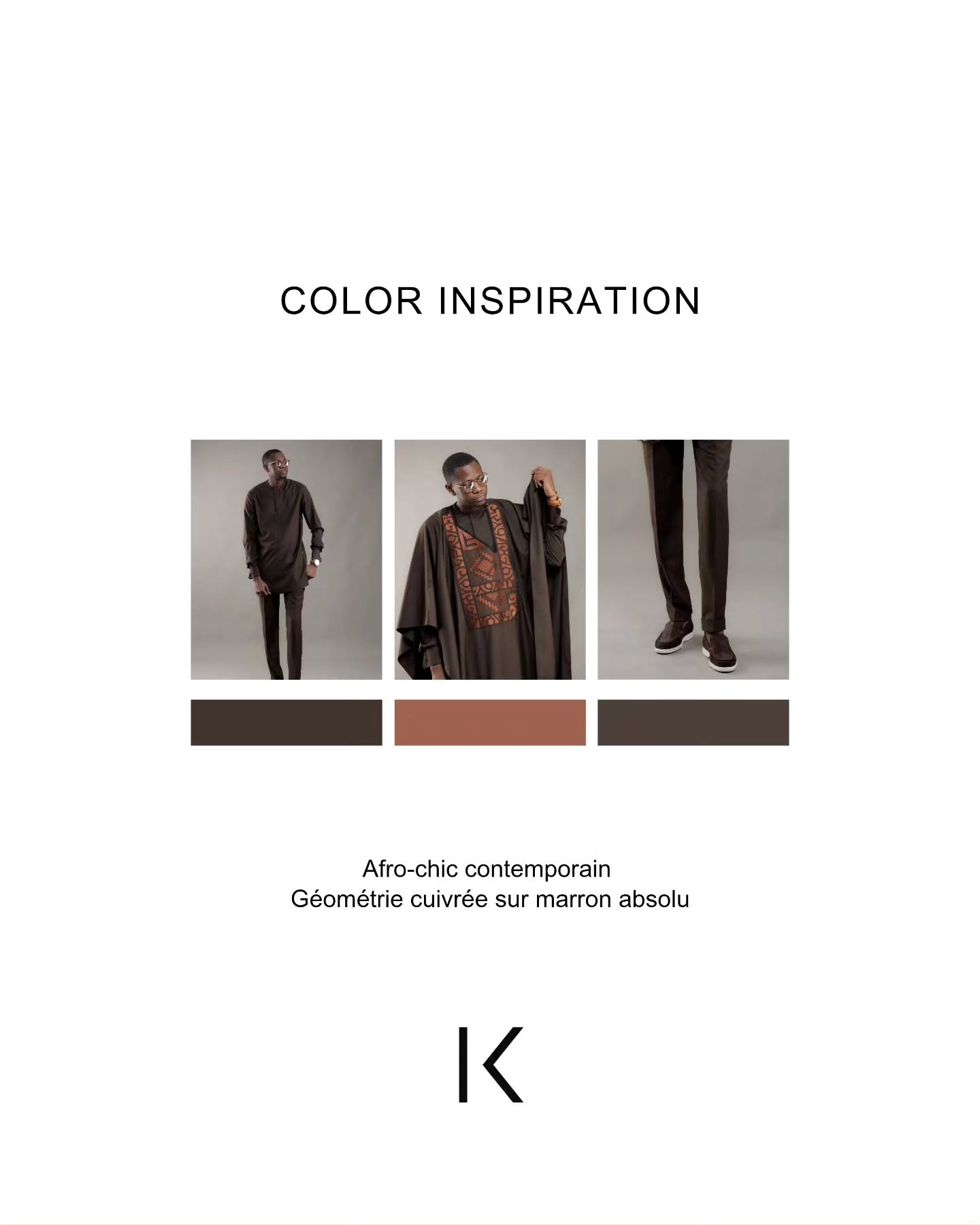 Color inspiration — géométrie cuivrée sur marron absolu