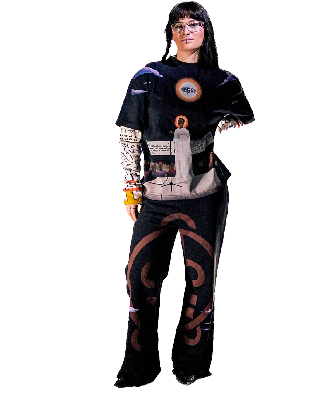Tee-shirt « legit » superposé et pantalon adinkra à nuages