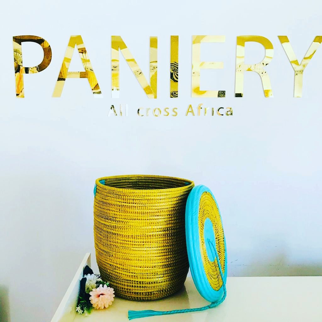 Boutique Paniery — panier safran à couvercle turquoise