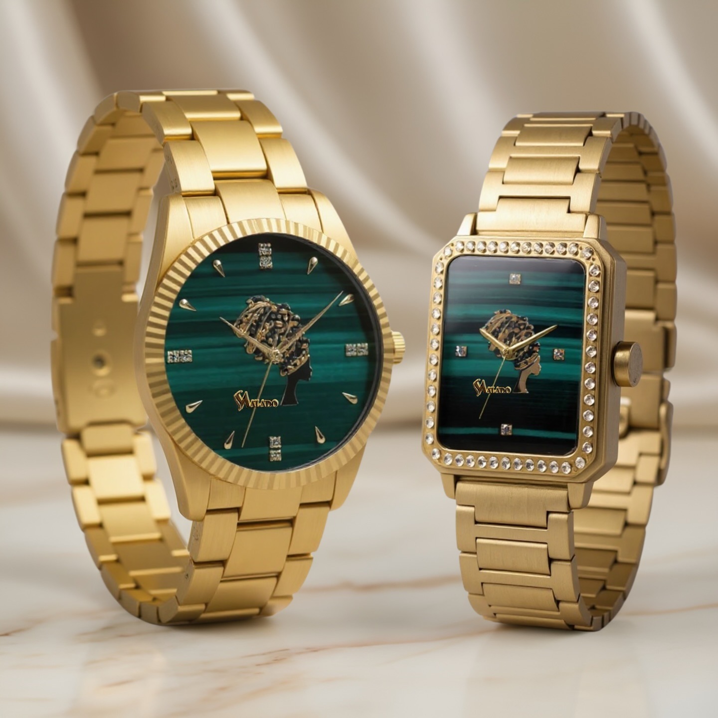 Émeraude — Duo montres cadran malachite