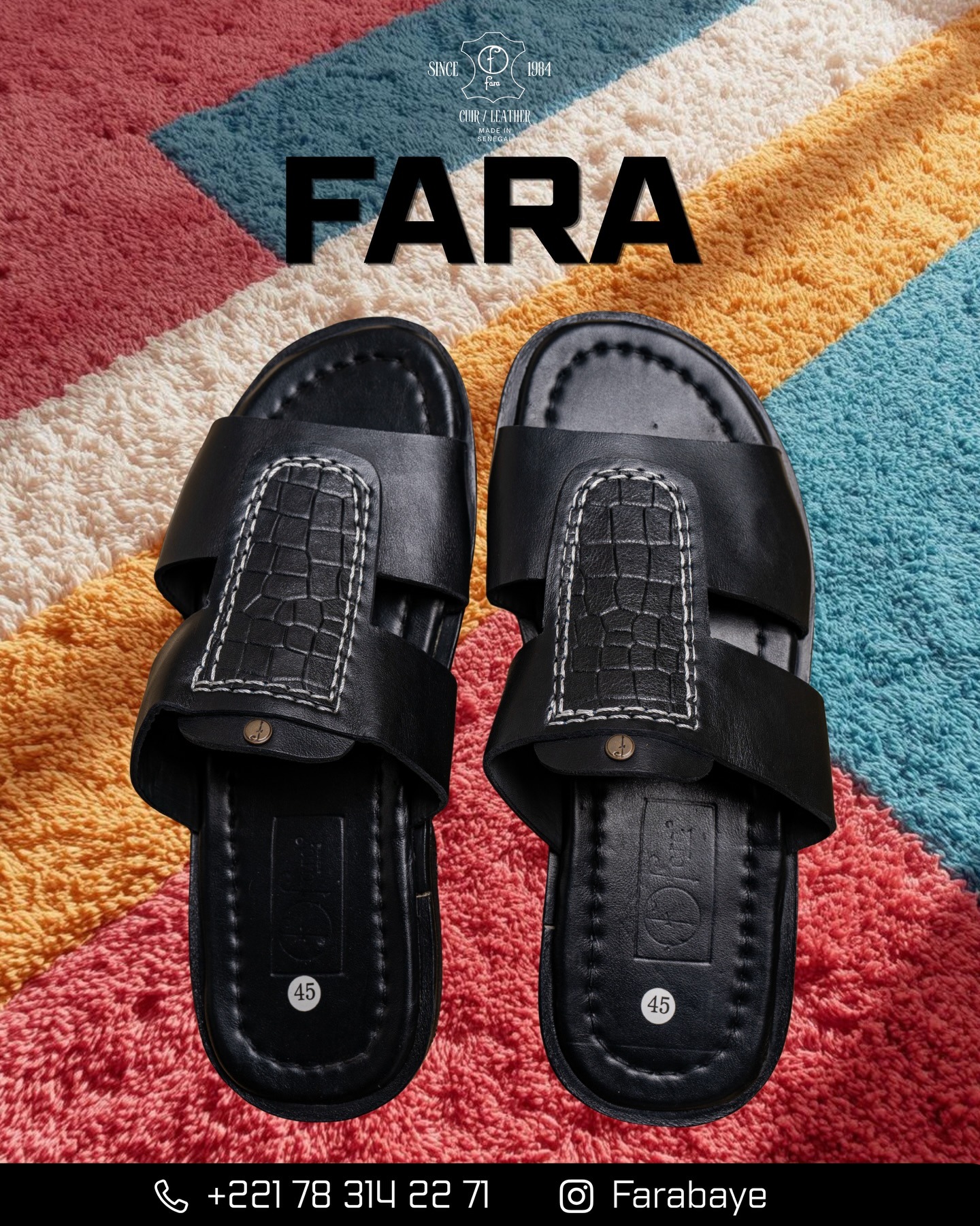 Mules homme en cuir noir, empiècement croco surpiqué