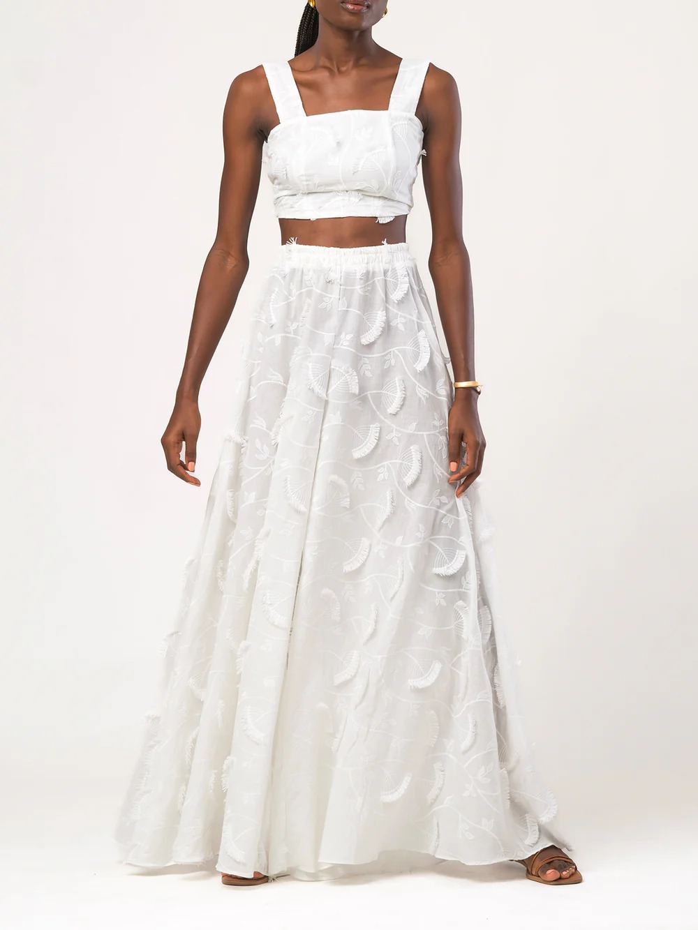 Jant Pants Kheff Blanc, ensemble brodé