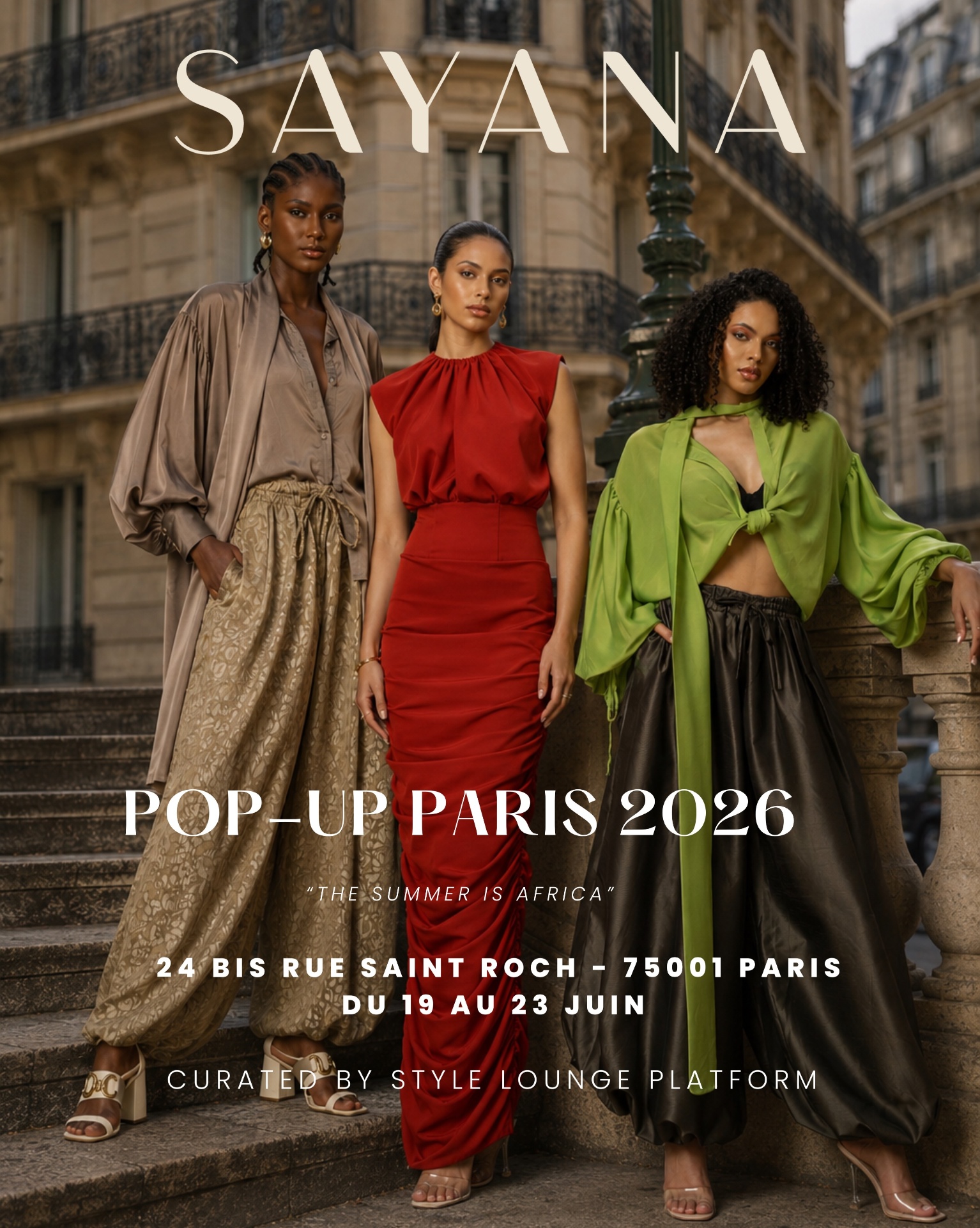 Pop-up Paris 2026 — trio « The Summer is Africa », rue Saint-Roch