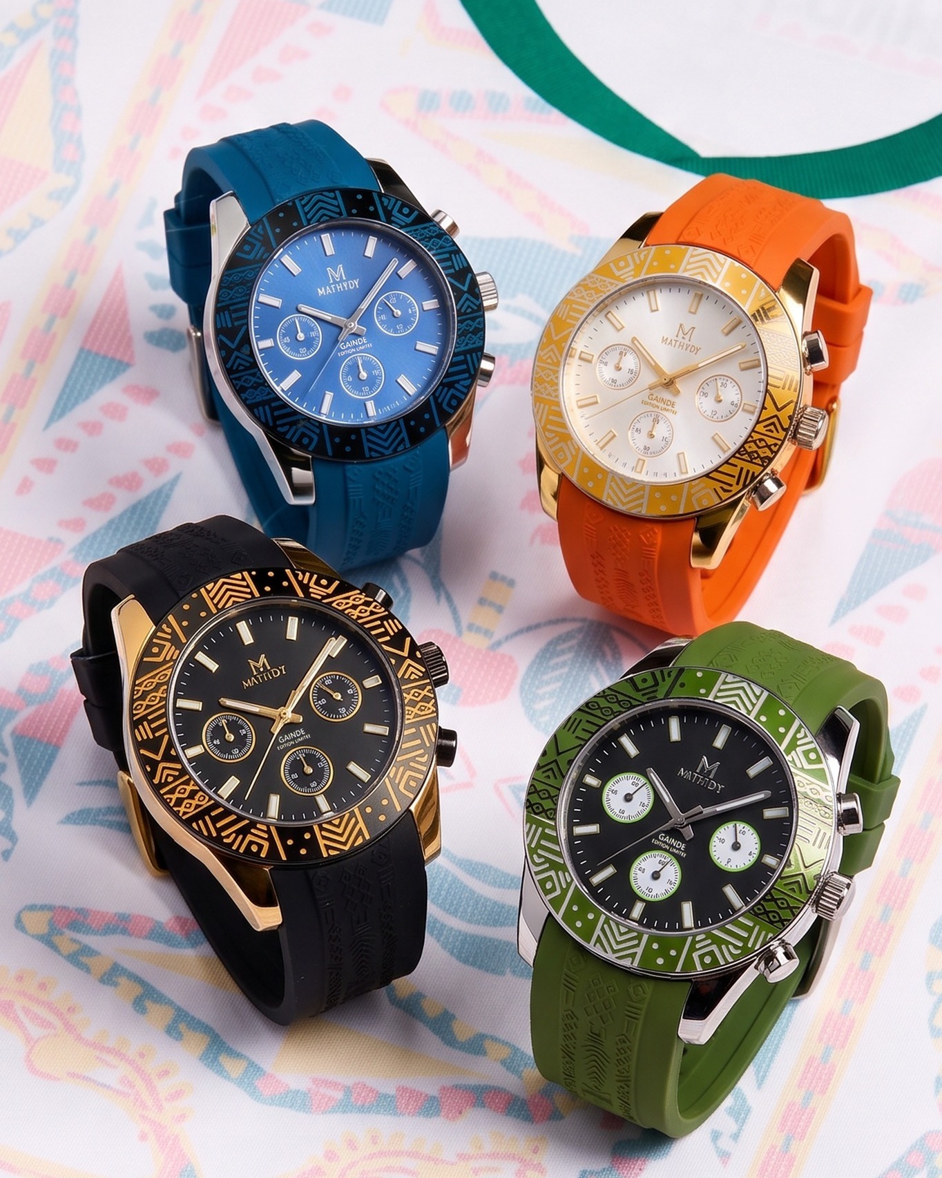 Gaïndé Édition Limitée — Chronographes silicone couleurs