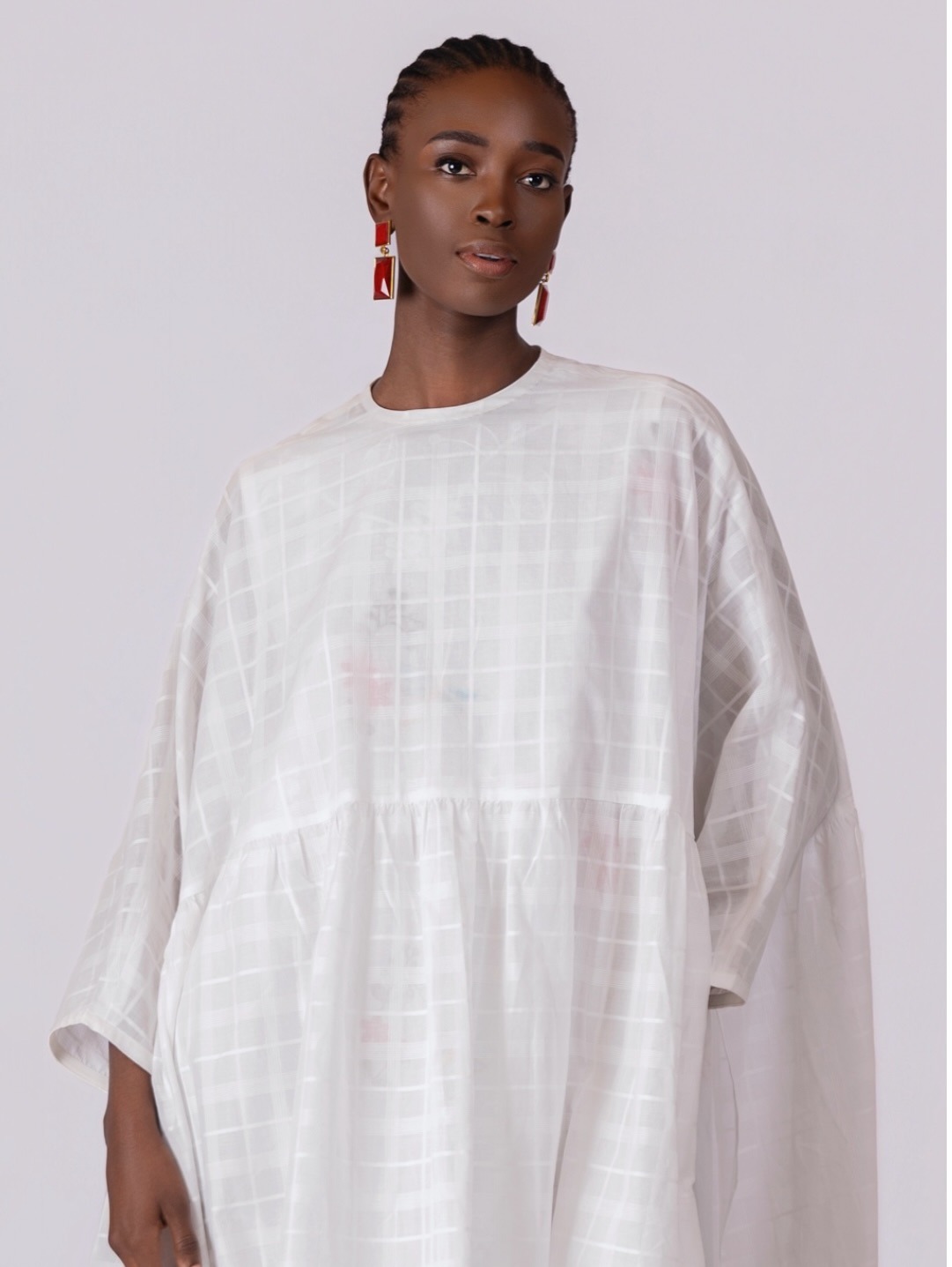 Robe carreaux transparents à volants