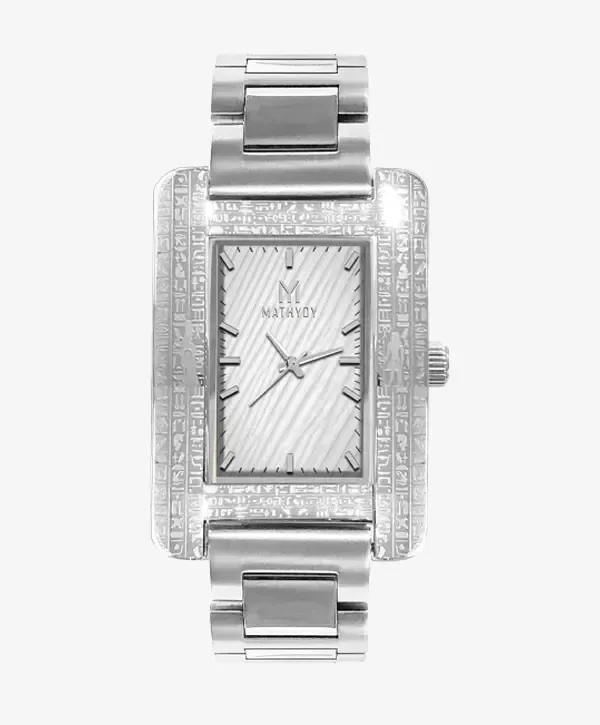 KMT Narm — cadran rectangle, boîtier argent gravé