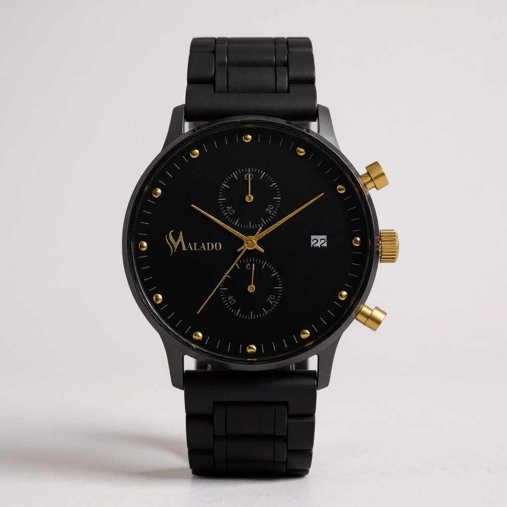 Onyx Chrono — Cadran noir & compteurs dorés