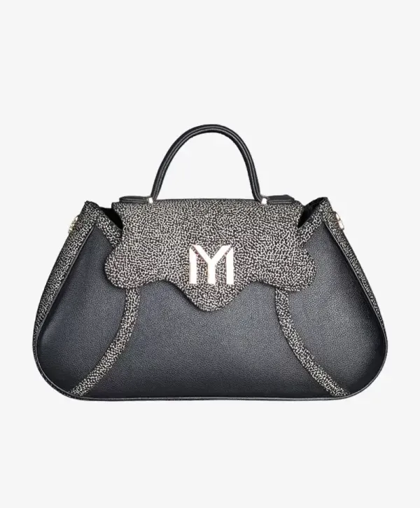 New Bag signature — cuir noir & rabat pointillé monogramme