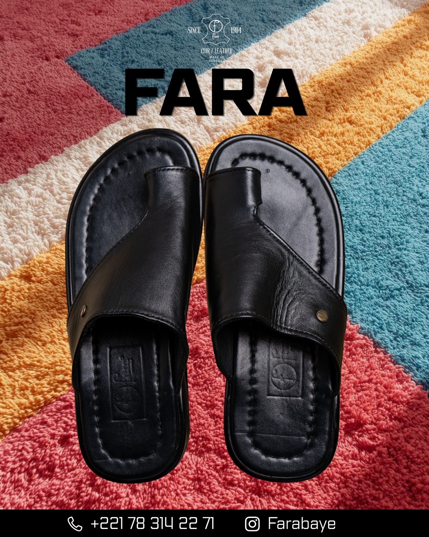 Sandales à entre-doigt en cuir noir