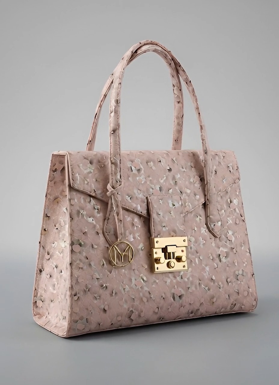 Sac python rose poudré — cadenas monogramme M