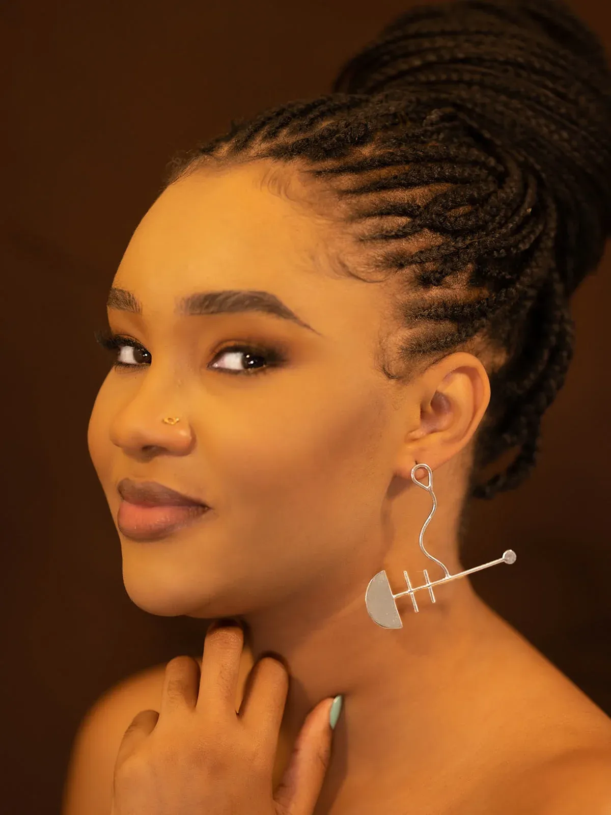 Boucles Melody en argent, ligne graphique