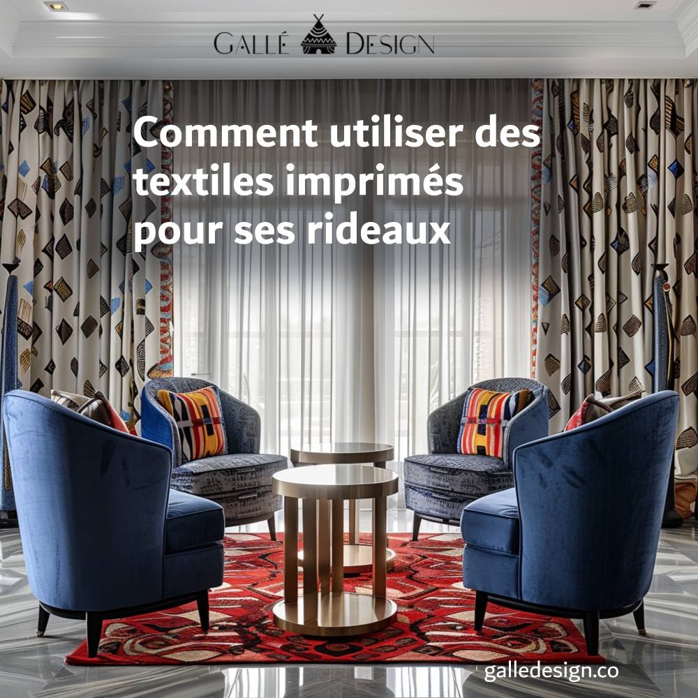 Rideaux et fauteuils en textiles imprimés