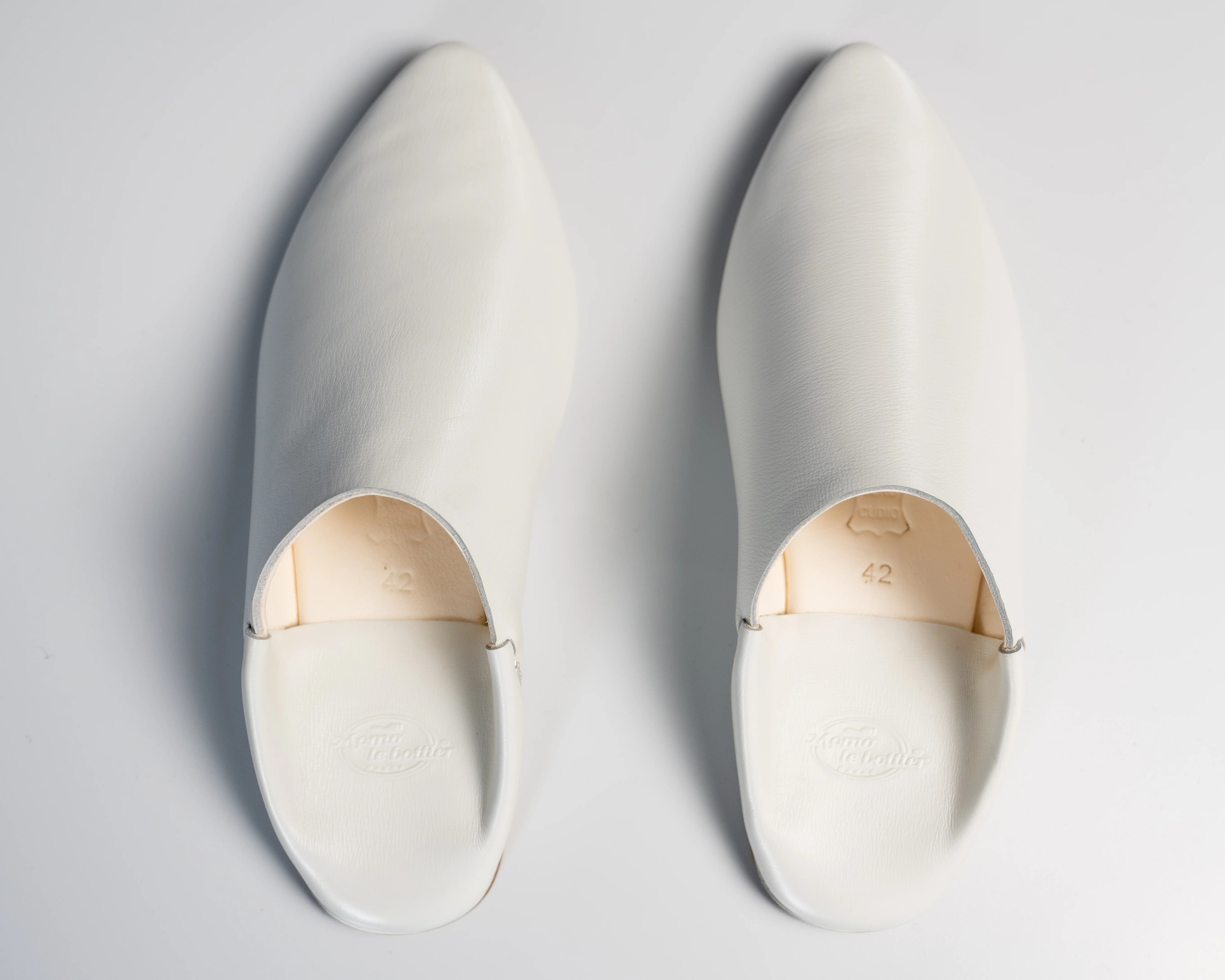 Babouches cuir blanc — cérémonie et grande occasion