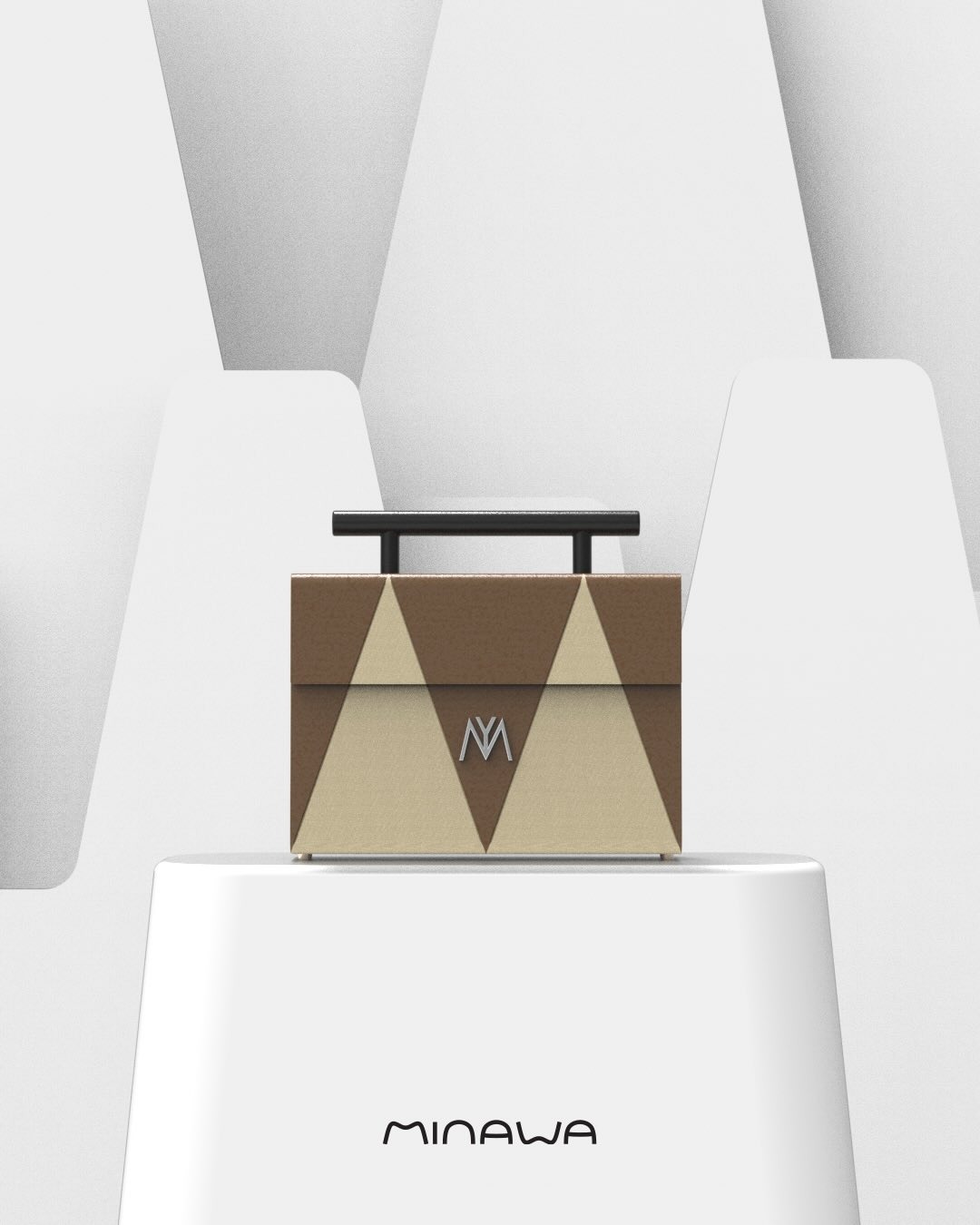 Éditorial studio — sac fauve & sable, silhouettes Minawa