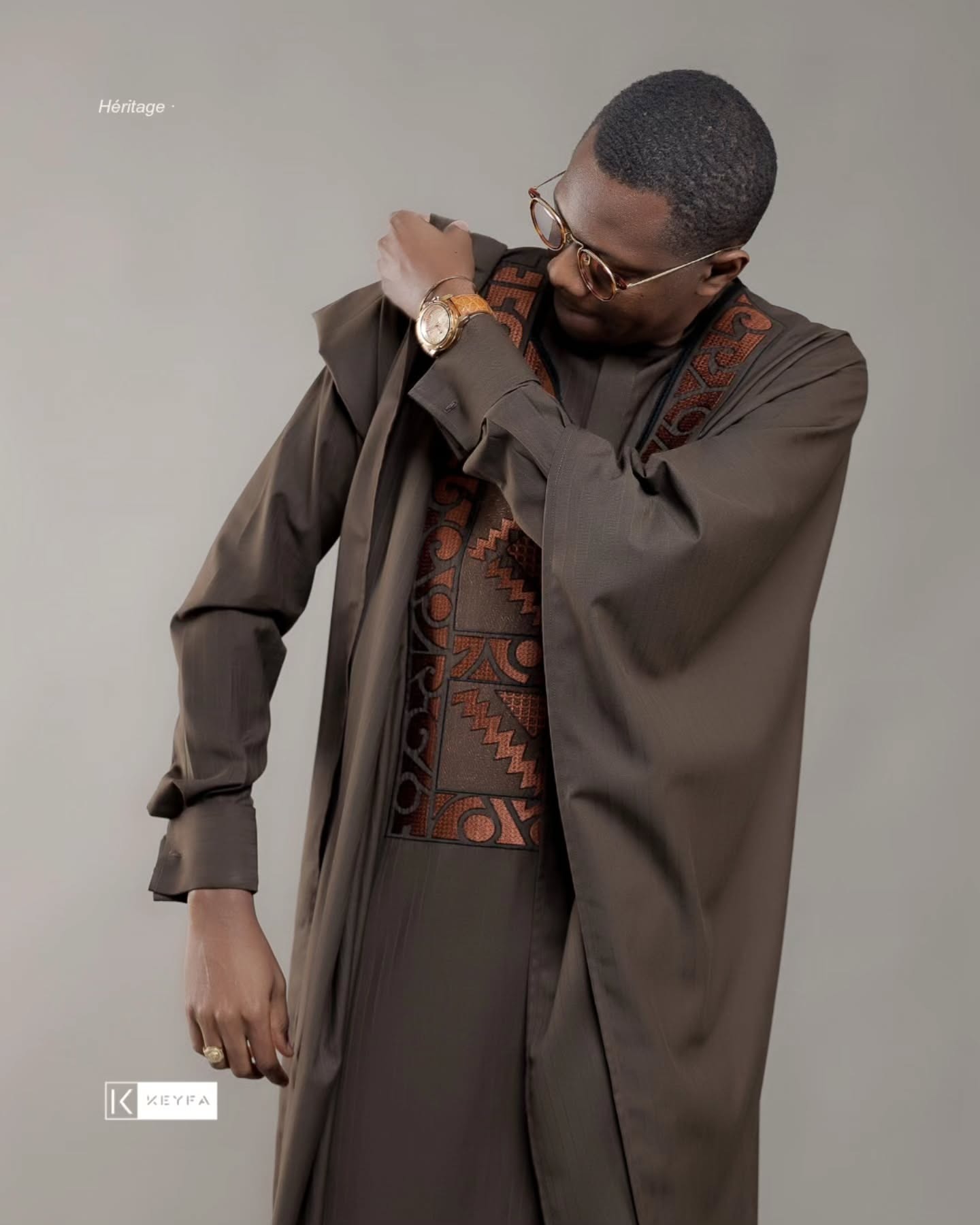 Héritage — grand boubou brodé cuivre