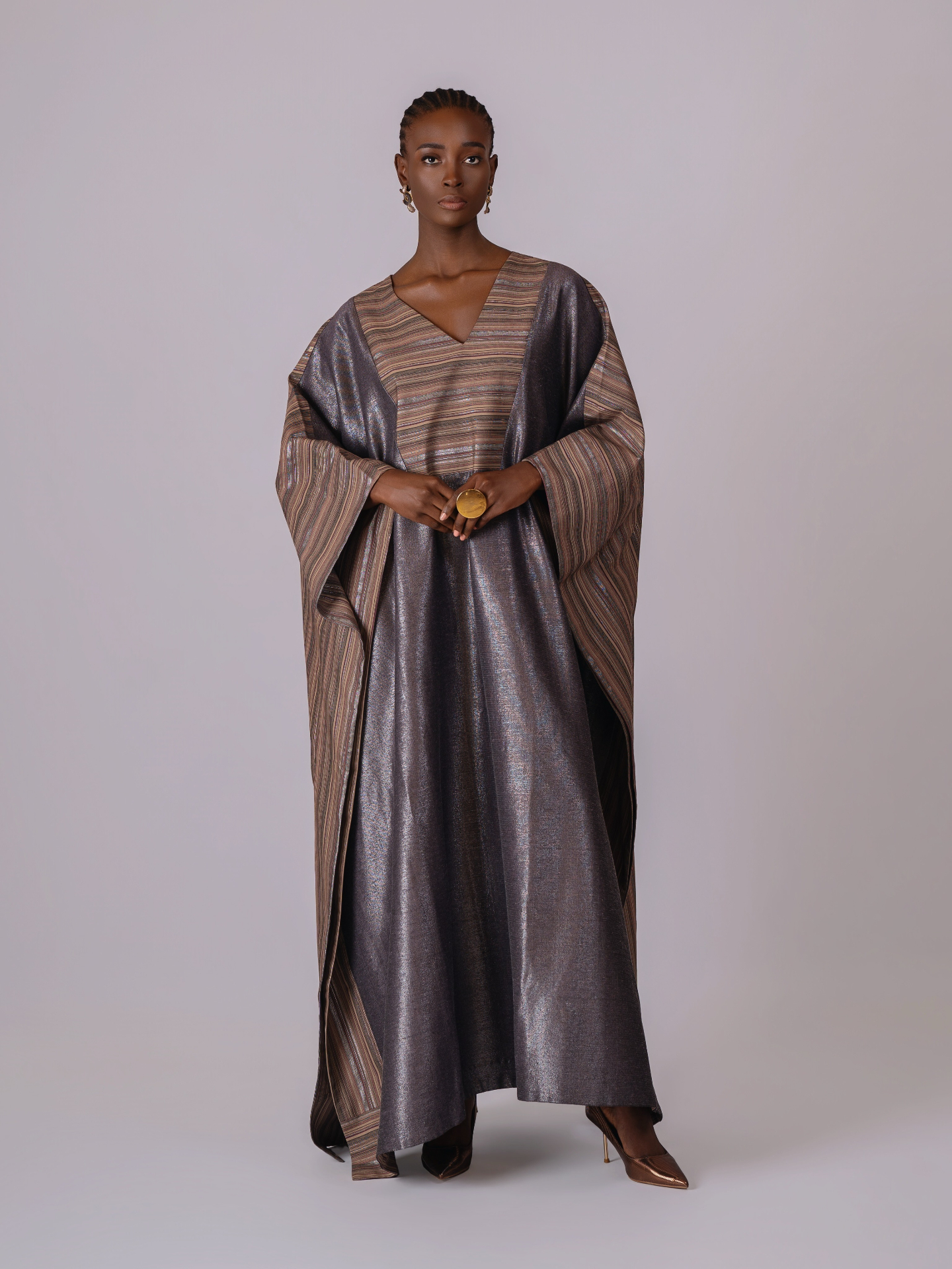 Boubou métallisé or froissé
