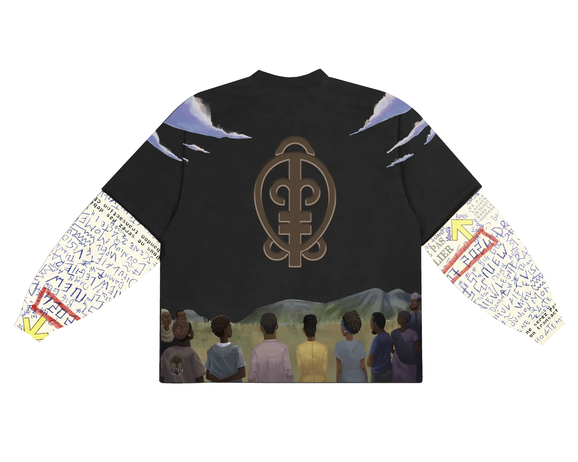 Long Sleeve Luxe Edition V2 : dos peint et manches calligraphiées