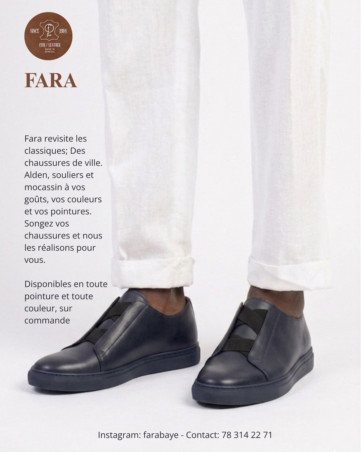 Slip-on en cuir bleu nuit à élastiques croisés