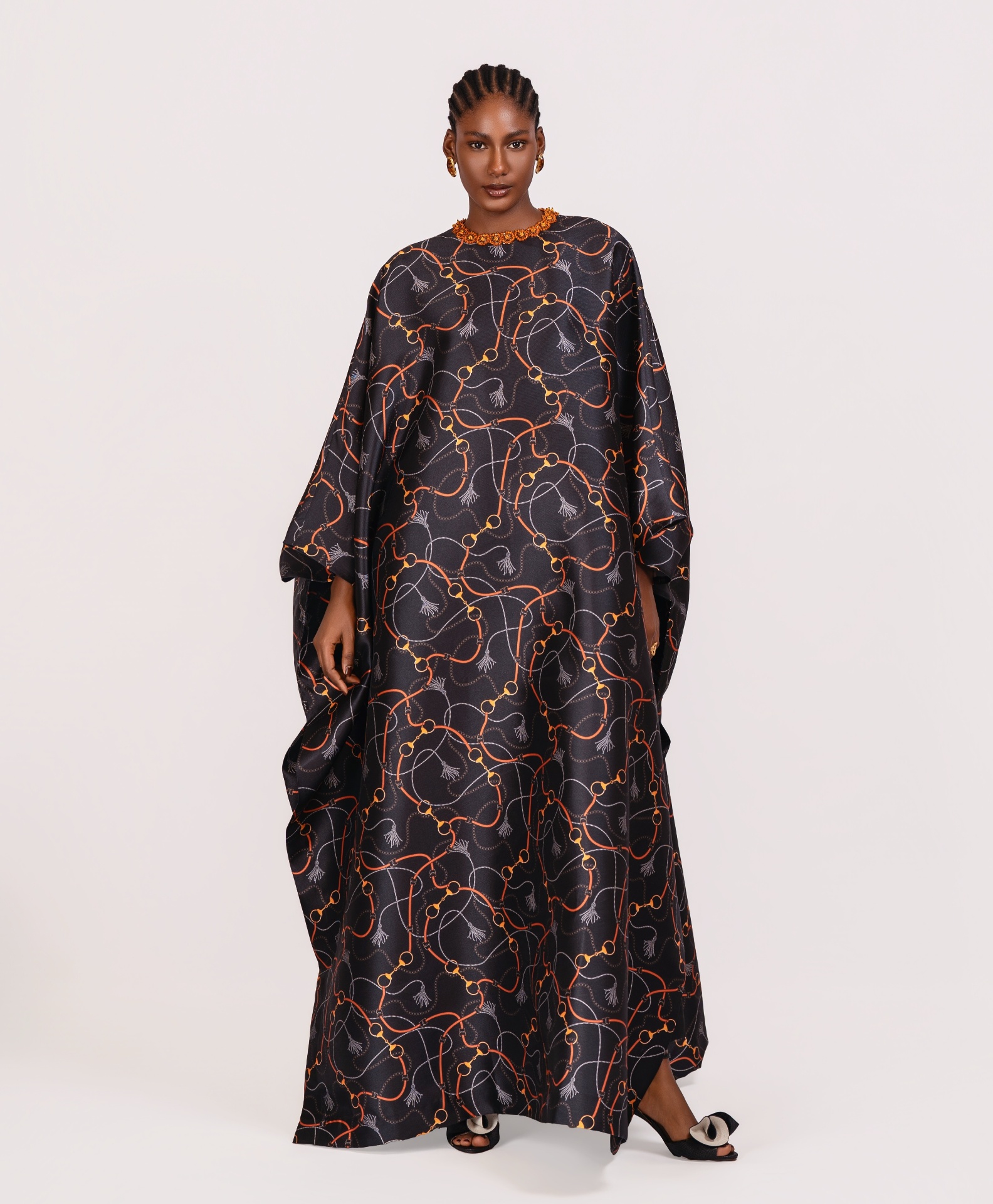 Boubou imprimé chaînes ceinturon